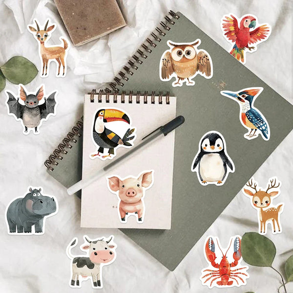 50pcs Cute Childrens Book Paintings Animals Stickers Aesthetic Decal Luggage Skateboard Cute Graffiti Girl Boy Sticker Toys