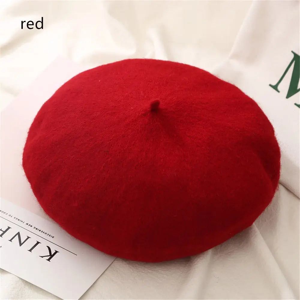 Autumn Winter Felt Beret Hats Women Fashion French Painter Hat Girls Trendy Solid Color Berets Ladies Multicolored Flat Cap