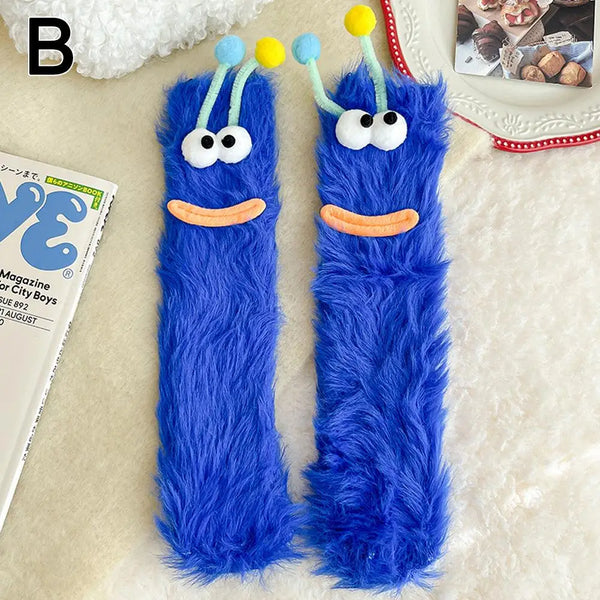 1 Pair Cartoon Ugly Doll Socks Women Autumn Winter Fleece Floor Socks Soft Thick Plush Indoor Socks Female Fluffy Socks