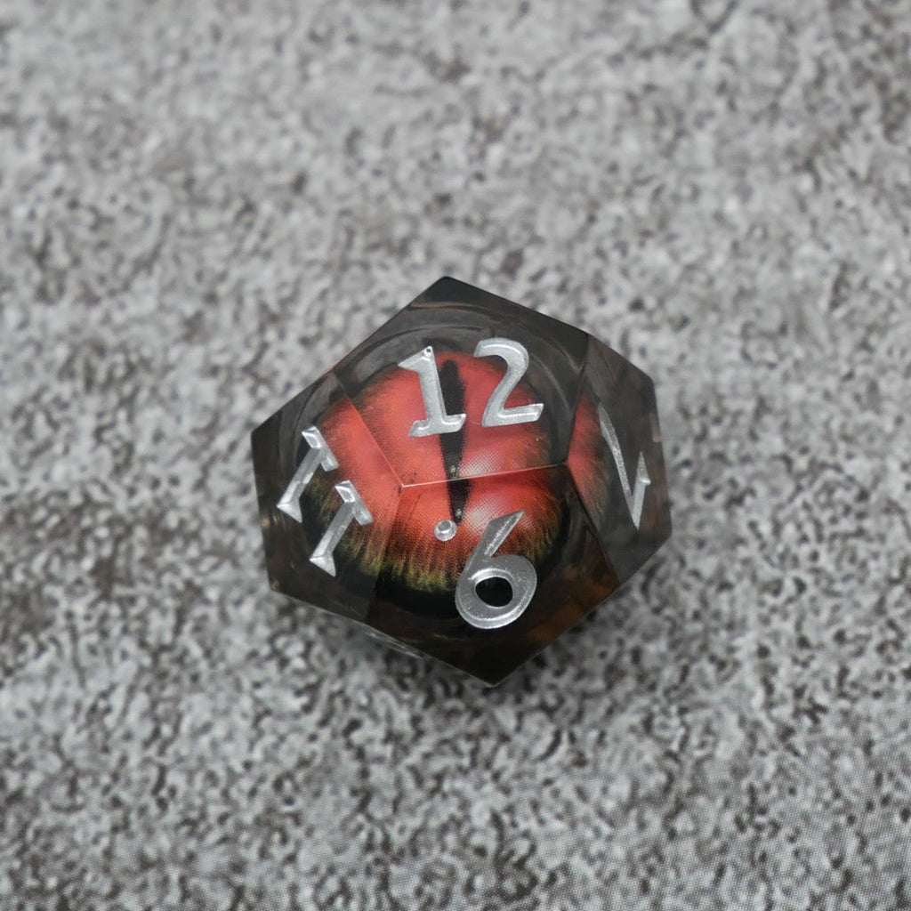 Smaug's Eye |  7 Piece Moving Eye DnD Dice Set | Acrylic RPG Gaming Dice - Collectors World Toys