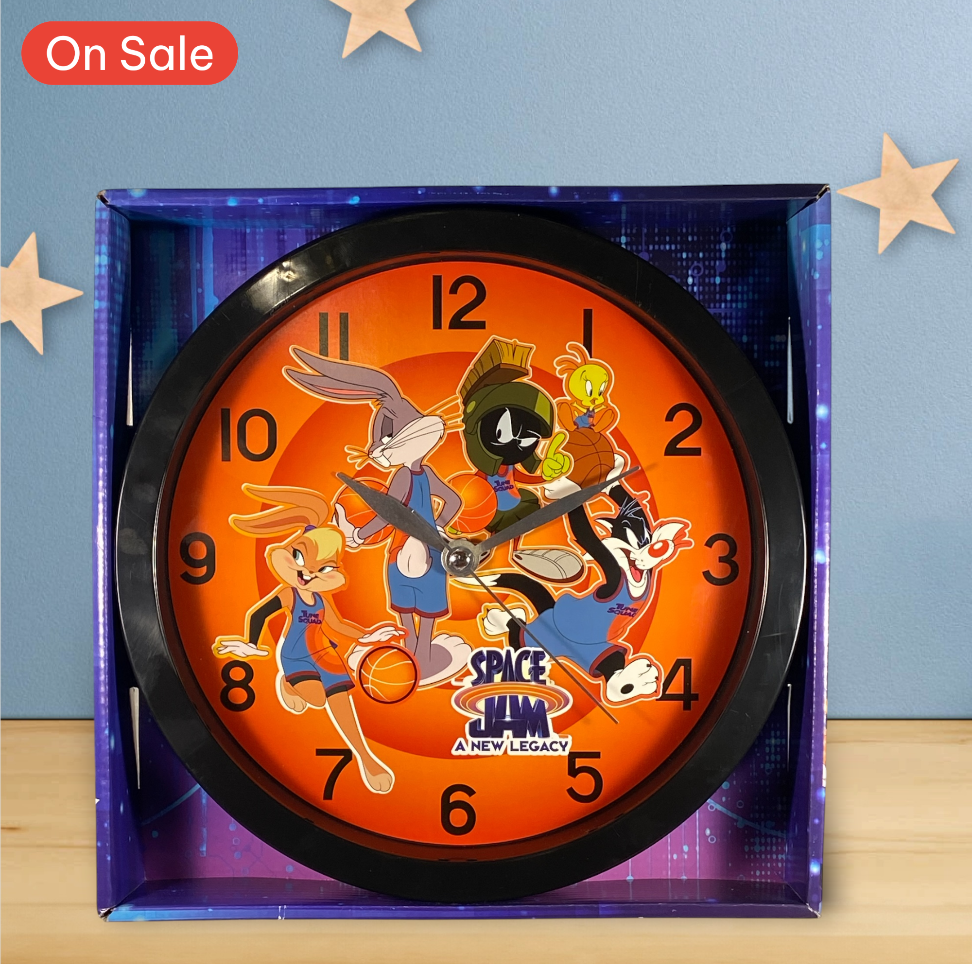 Looney Tunes Space Jam Characters Print 9 3/4 Wall Clock - Collectors World Toys