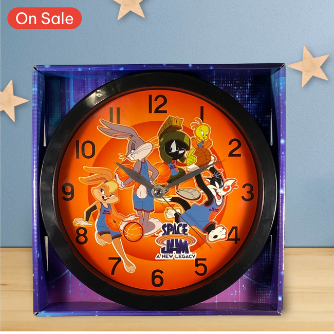 Looney Tunes Space Jam Characters Print 9 3/4 Wall Clock - Collectors World Toys Hover Image