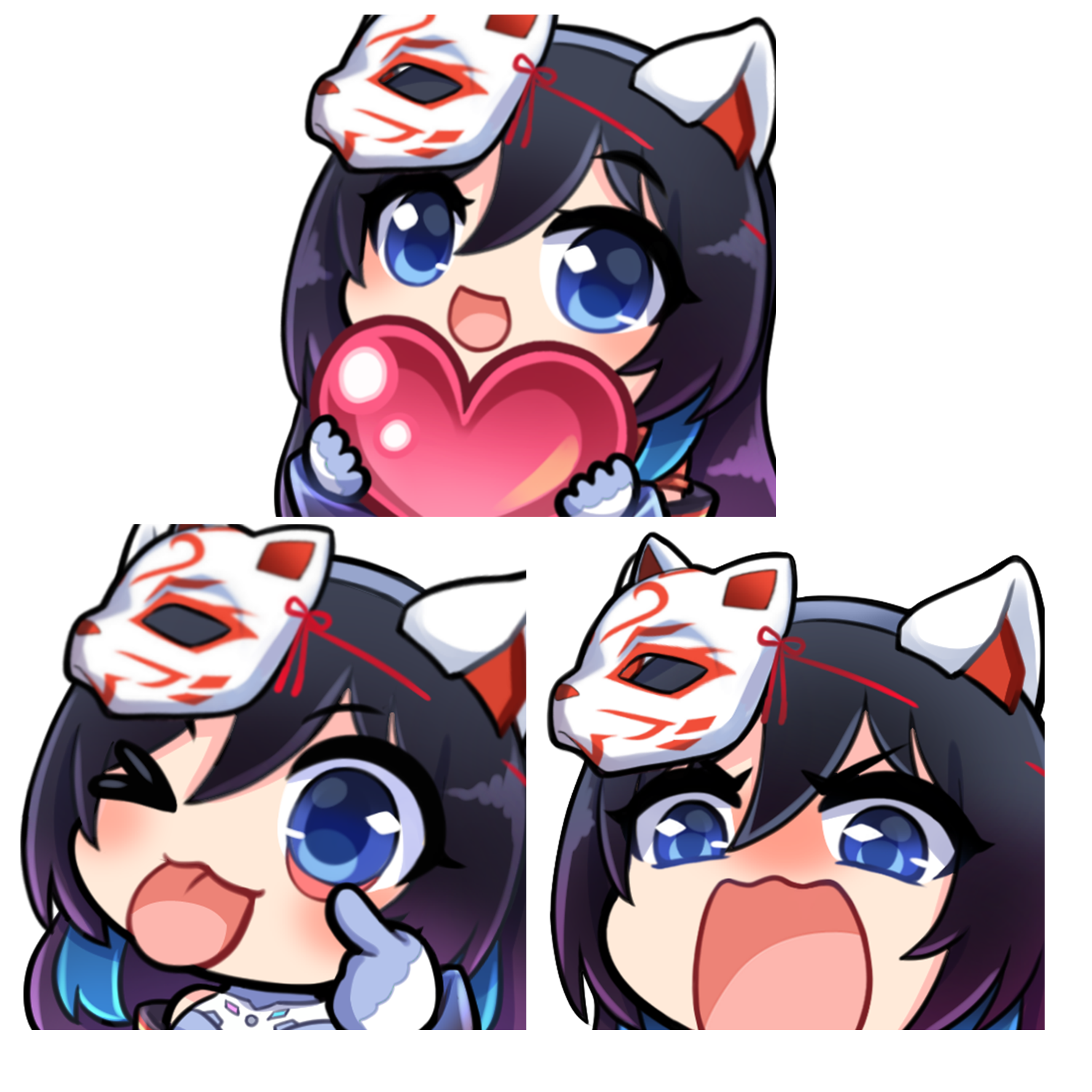 Neko Alley Anime Mascot 3 Pack Sticker Set Main image