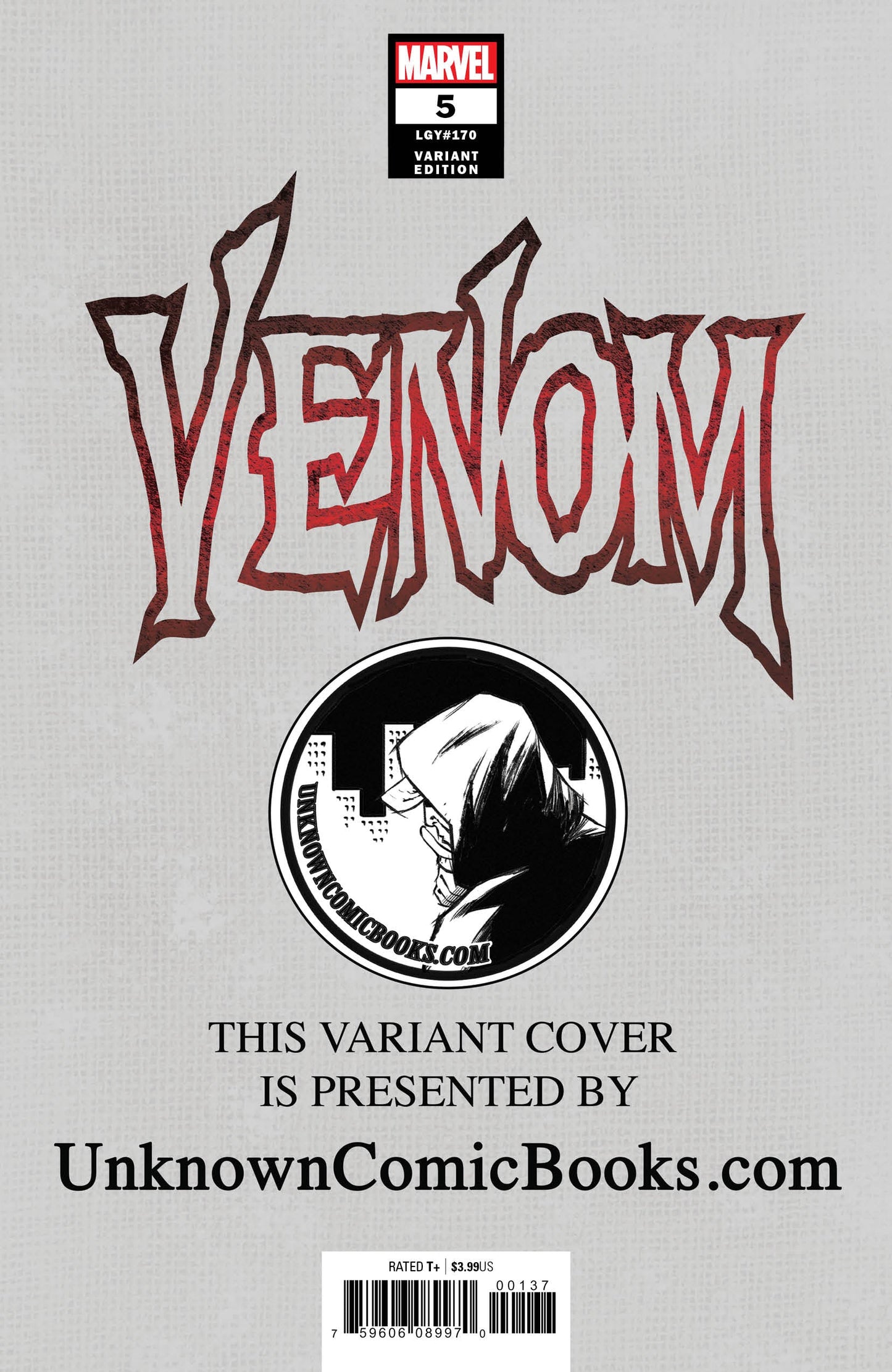 VENOM #5 UNKNOWN COMIC BOOKS VIRGIN VAR 8/22/2018 - Collectors World Toys
