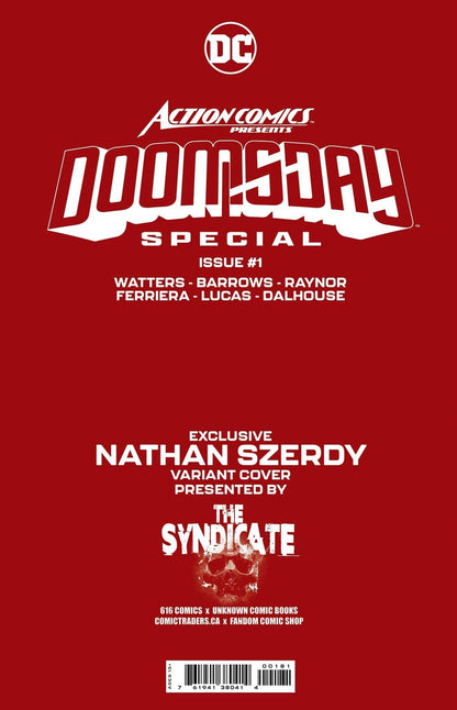 [Signed by Nathan Szerdy] ACTION COMICS PRESENTS DOOMSDAY SPECIAL #1 (ONE SHOT) NATHAN SZERDY (616) EXCLUSIVE TATTOO VIRGIN VAR [IN STOCK] - Collectors World Toys