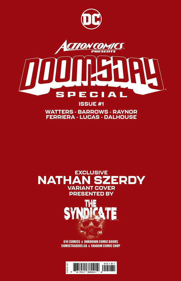 [Signed by Nathan Szerdy] ACTION COMICS PRESENTS DOOMSDAY SPECIAL #1 (ONE SHOT) NATHAN SZERDY (616) EXCLUSIVE TATTOO VIRGIN VAR [IN STOCK] - Collectors World Toys