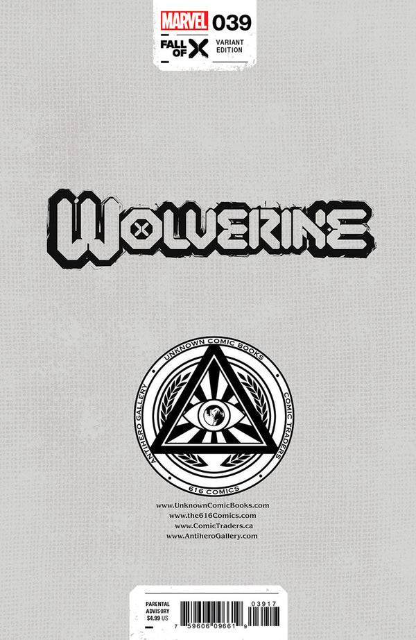 Wolverine #39 [Fall] Unknown Comics Stephen Segovia Exclusive Var (11/22/2023) - Collectors World Toys