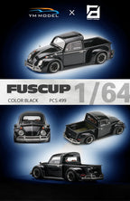 YM Model X Robert Design Volkswagen Beetle Pickup Truck FUSCUP in Black 1:64 Limited to 499 Pcs - Collectors World Toys