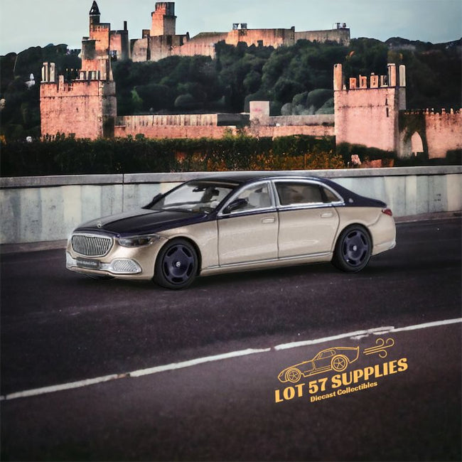 AR BOX 2021 Mercedes-Benz Maybach W223 Blue-Gold 2-Tone Licensed Product 1:64 - Collectors World Toys Hover Image