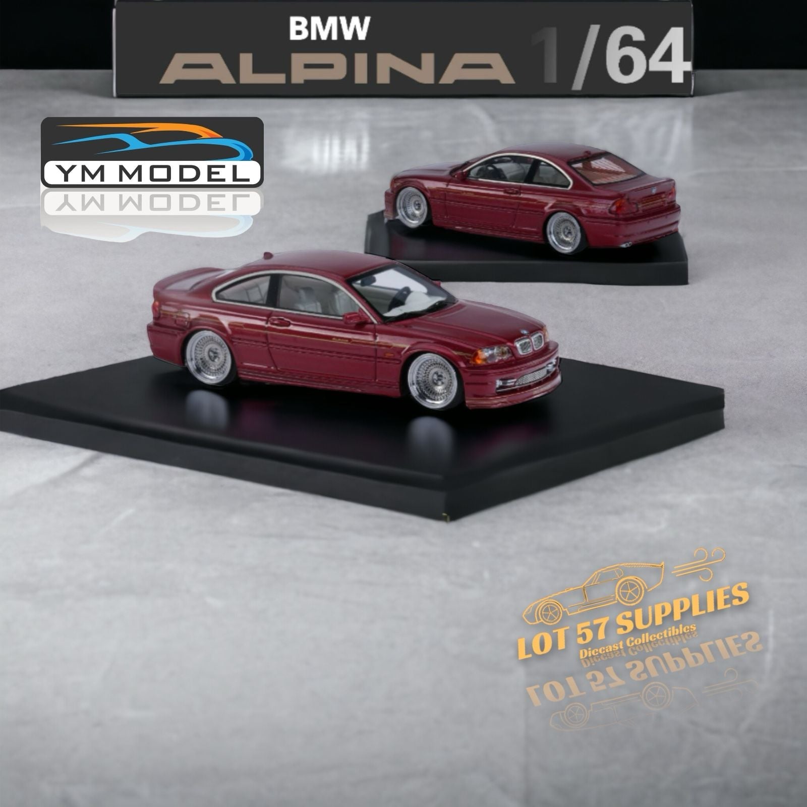YM Model x SONGS BMW E46 Alpina B3 in Deep Wine Red Limited to 249 Pcs 1:64 - Collectors World Toys