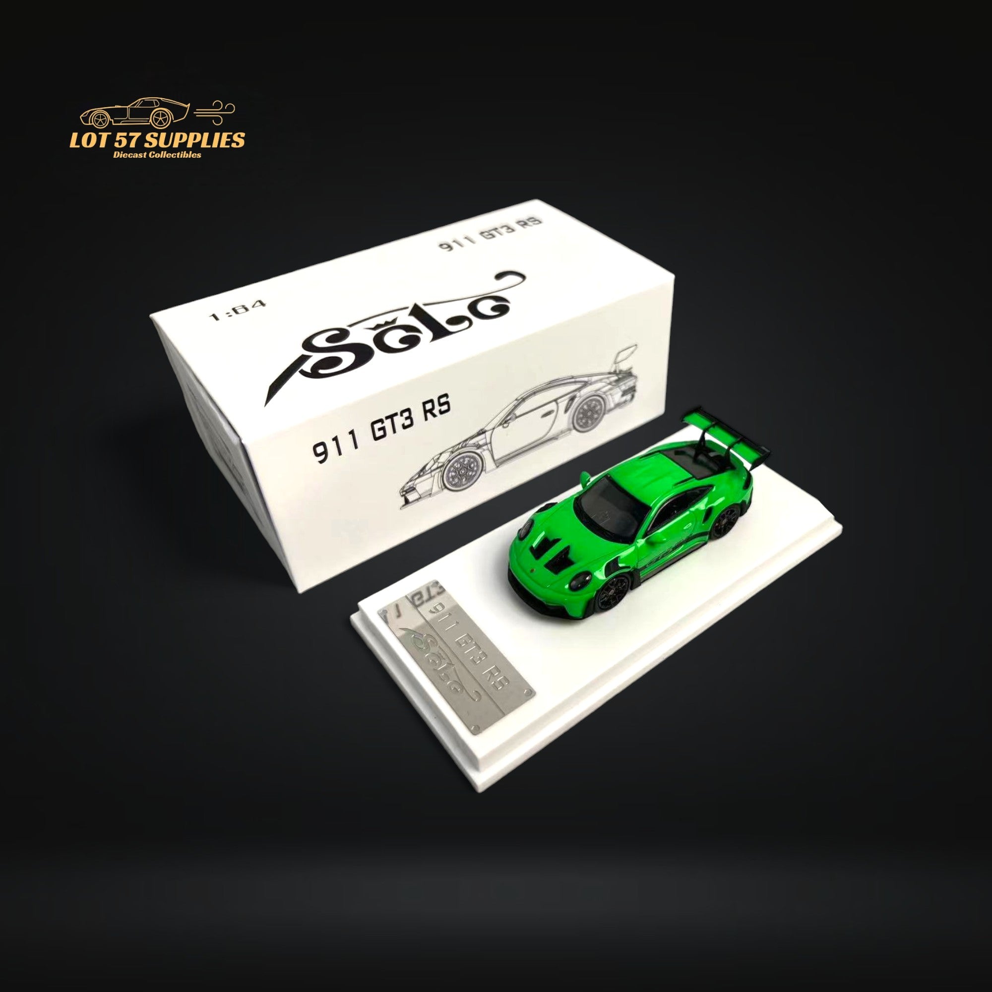 SOLO Porsche 911 992 GT3 RS Lizard Green 1:64 - Collectors World Toys