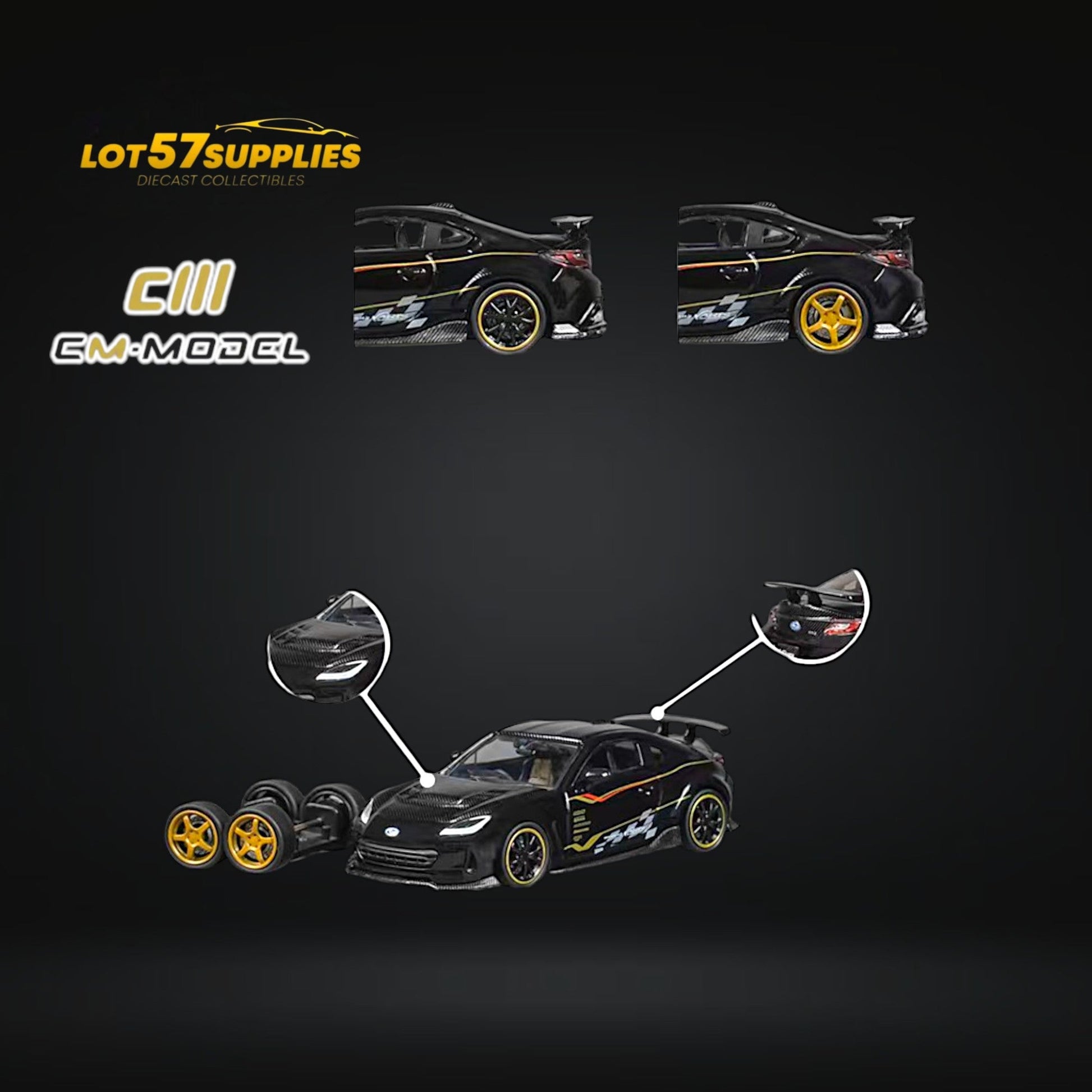 CM Model Subaru BRZ Varis BRZ ARISING-1 in Black 1:64 CM64-BRZ-02