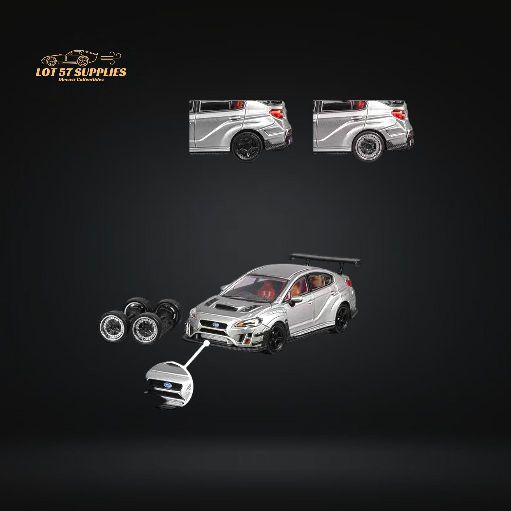 CM Model Subaru WRX STI Varis Widebody in Silver 1:64 CM64-STI-04 Main image