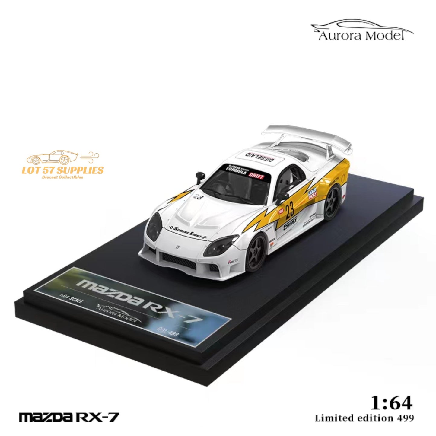 Aurora Model Mazda RX-7 VeilSide Lightning Livery #23 Ordinary Version 1:64 - Collectors World Toys