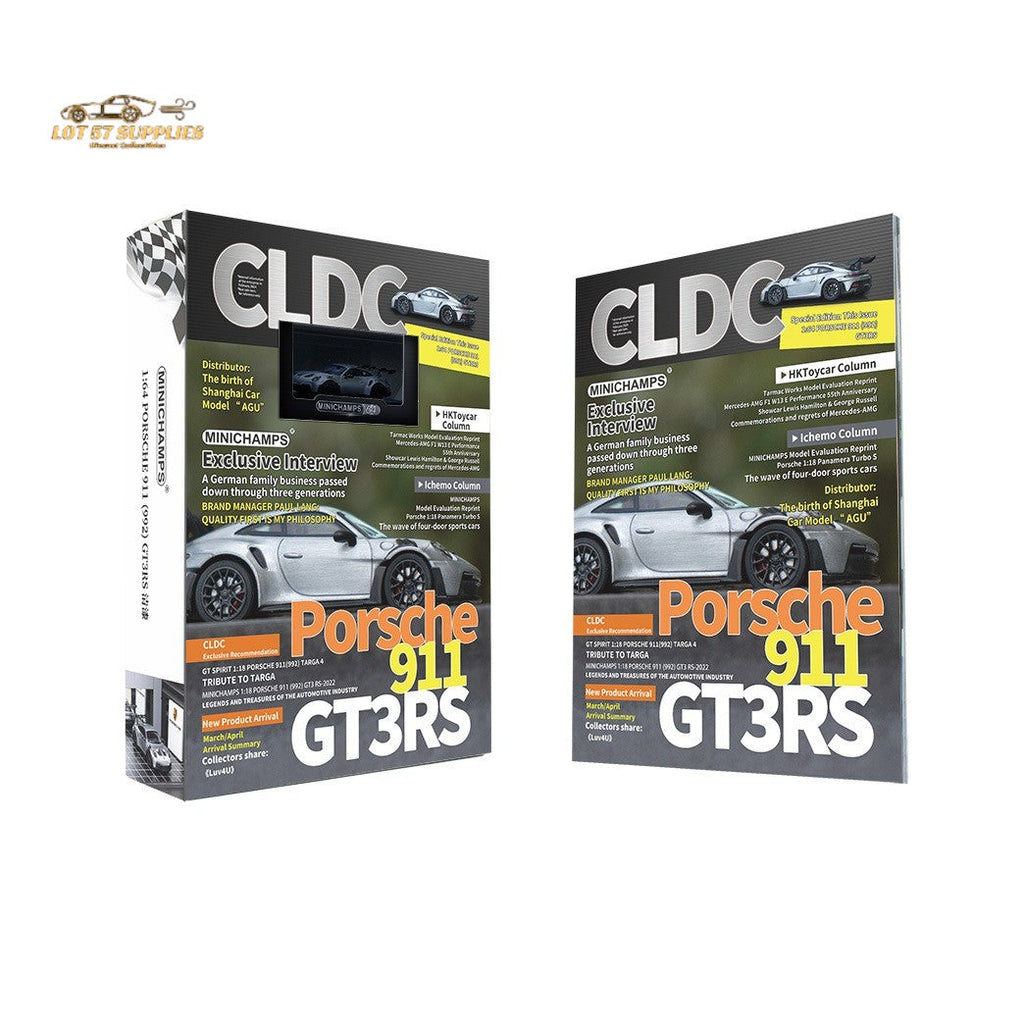 Minichamps X CLDC Exclusive Porsche 911 GT3 RS in Raw Silver English Magazine Version 1:64 (MAGAZINE INCLUDED) - Collectors World Toys