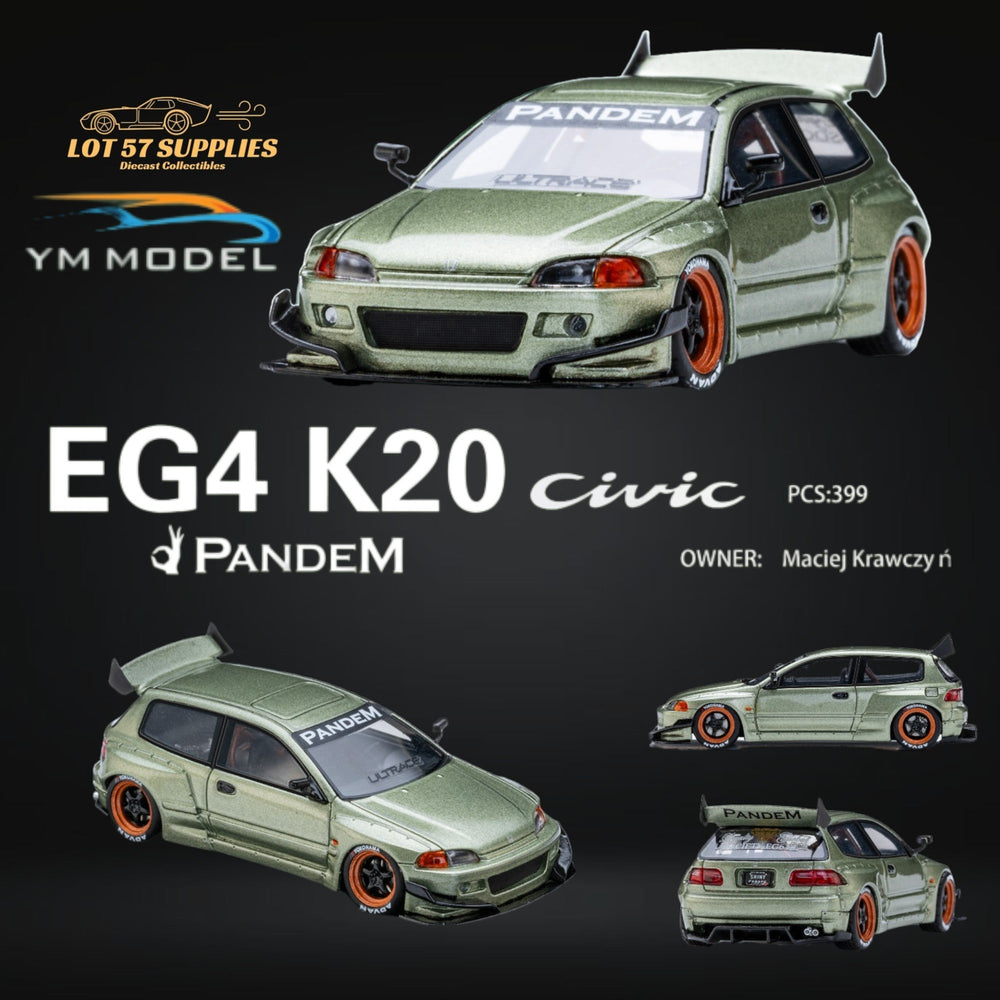(Pre-Order) YM Model Honda Civic Pandem EG4 K20 Modified Bronze Green 1:64 Limited to 399 PCS - Collectors World Toys