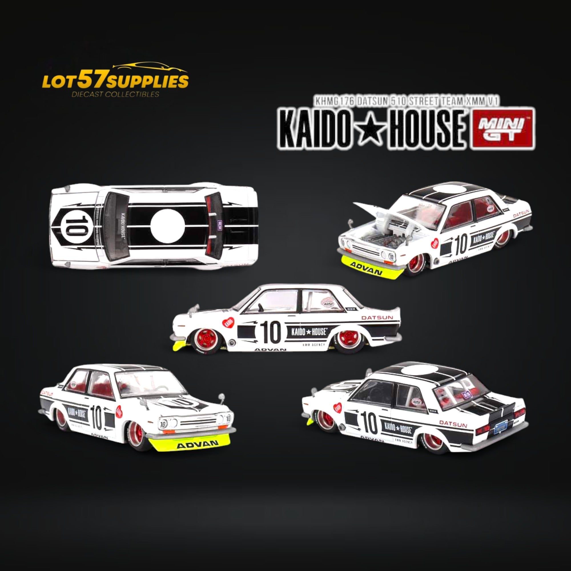 (Pre-Order) Kaido House Datsun 510 Street Team XMM V1 1:64 - Collectors World Toys