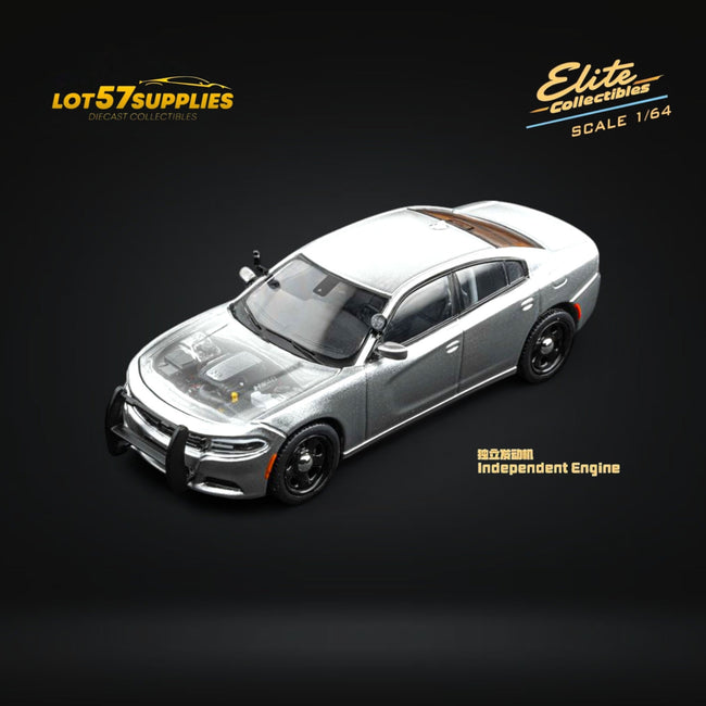 (Pre-Order) Elite Collectibles Dodge Warhorse Unmarked Police Interceptor Silver 1:64 - Collectors World Toys Hover Image