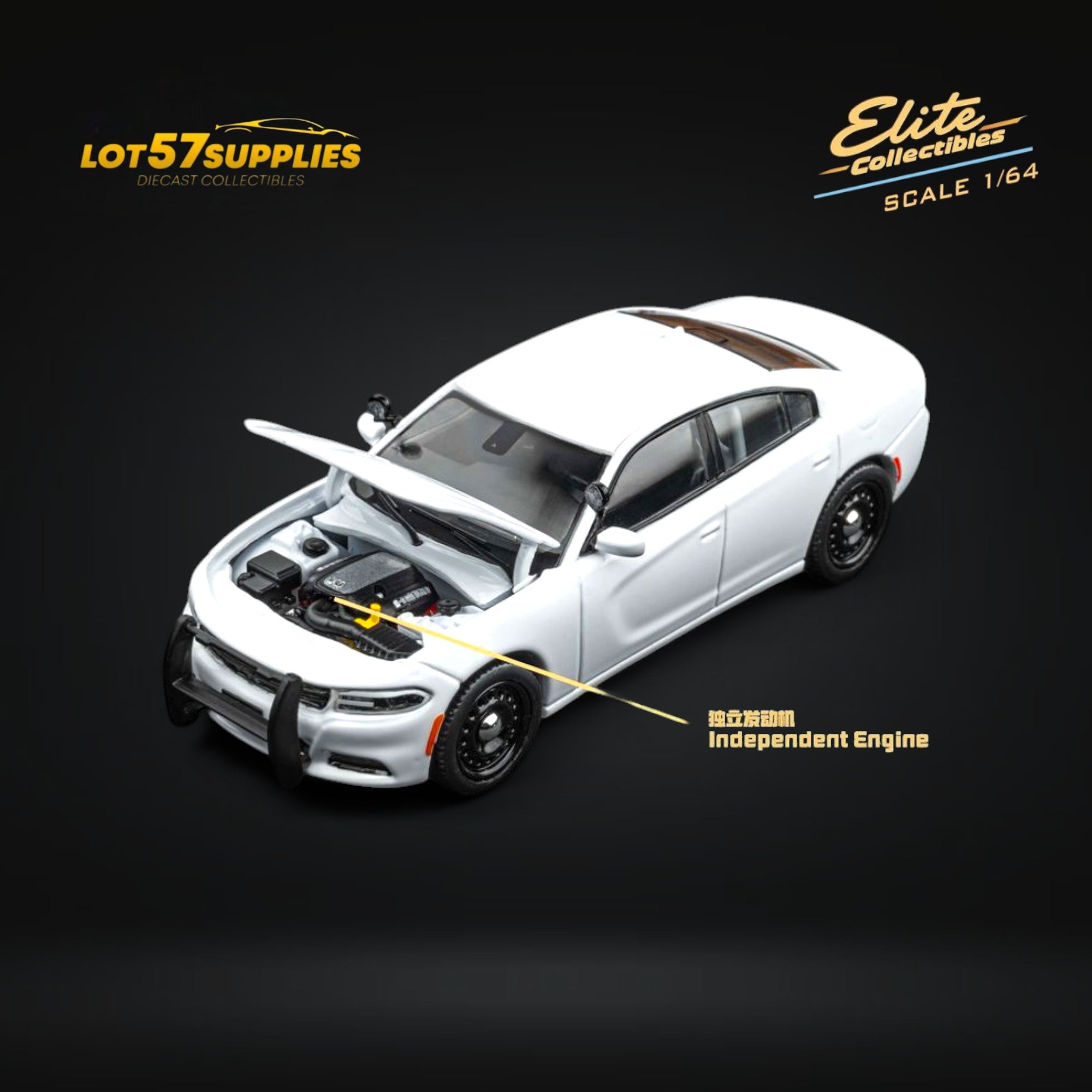 (Pre-Order) Elite Collectibles Dodge Warhorse Unmarked Police Interceptor White 1:64 Main image