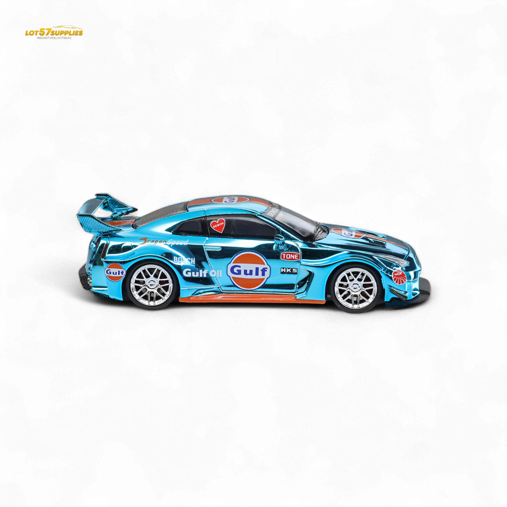 Demon King Auto LBWK Nissan GTR35 - Chrome Gulf 1:64