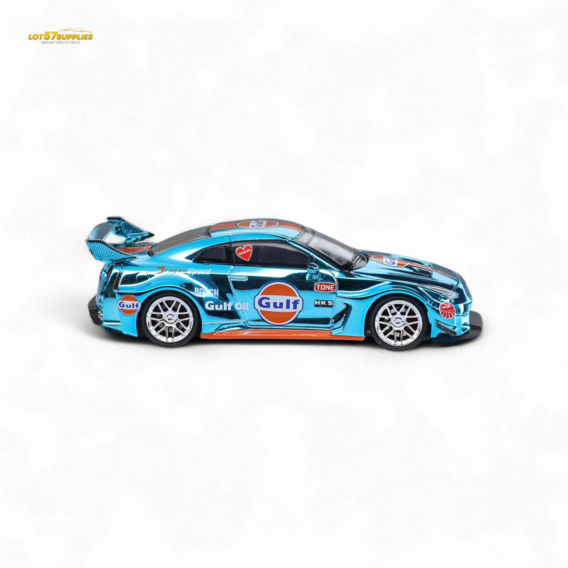 Demon King Auto LBWK Nissan GTR35 - Chrome Gulf 1:64