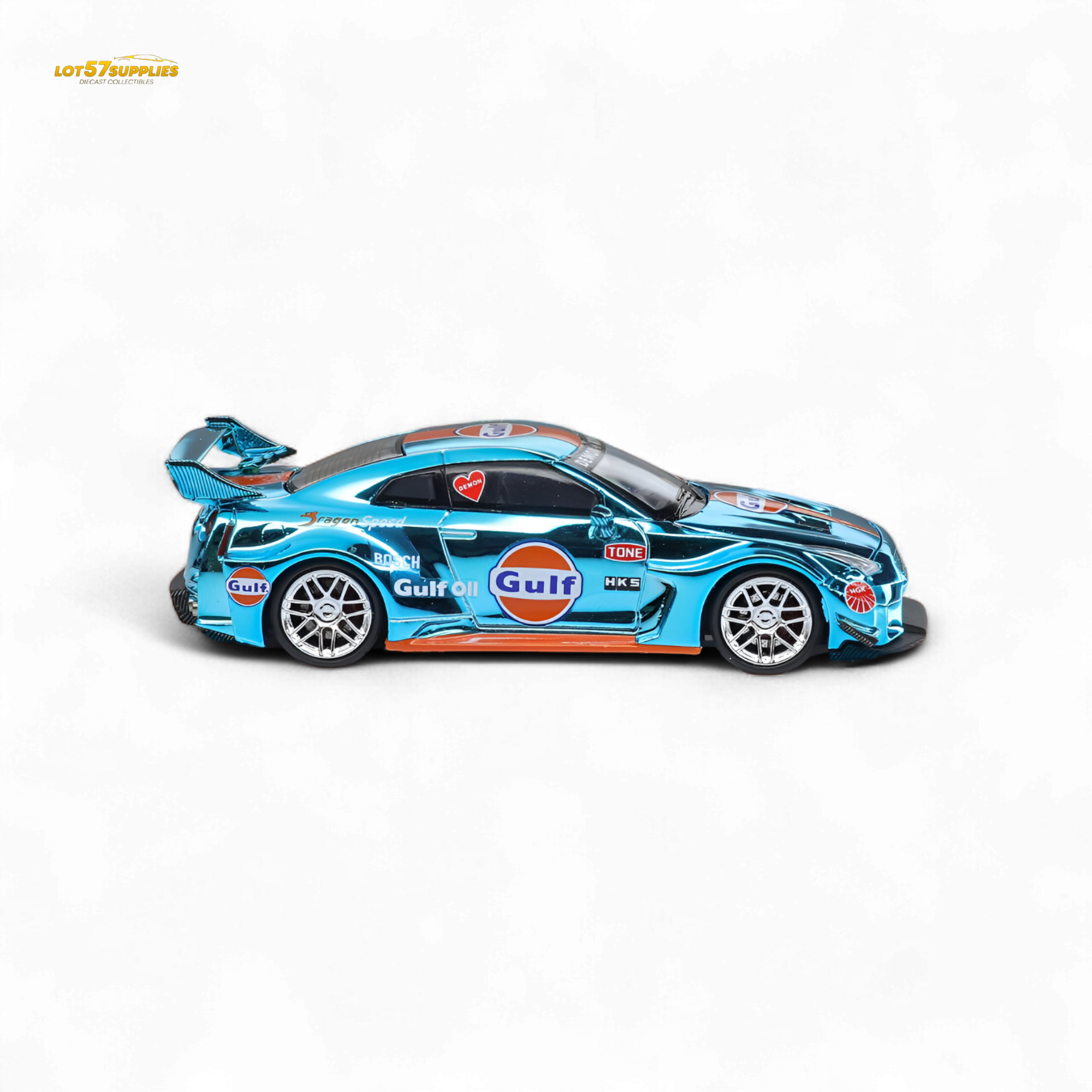 Demon King Auto LBWK Nissan GTR35 - Chrome Gulf 1:64