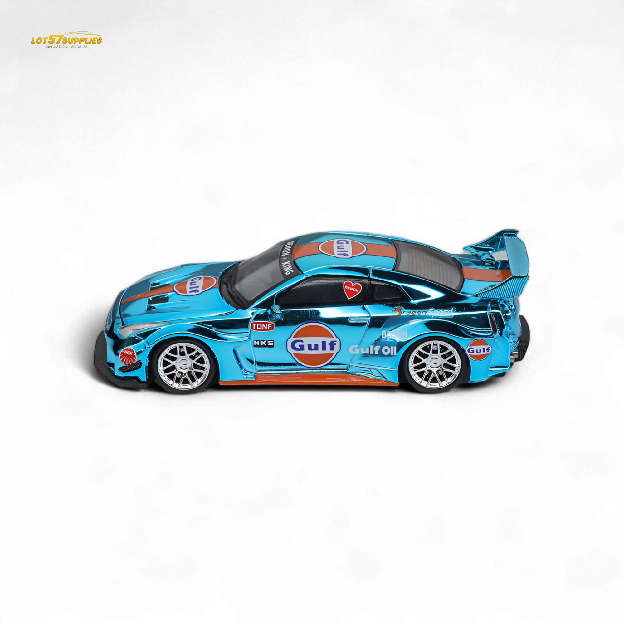 Demon King Auto LBWK Nissan GTR35 - Chrome Gulf 1:64
