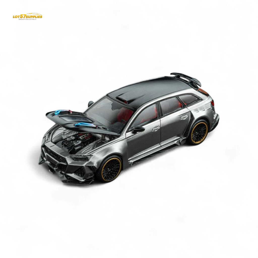DCM Modified Audi RS6 Wagon Silver/Gray With Ferrari Engine & Openable Hood 1:64