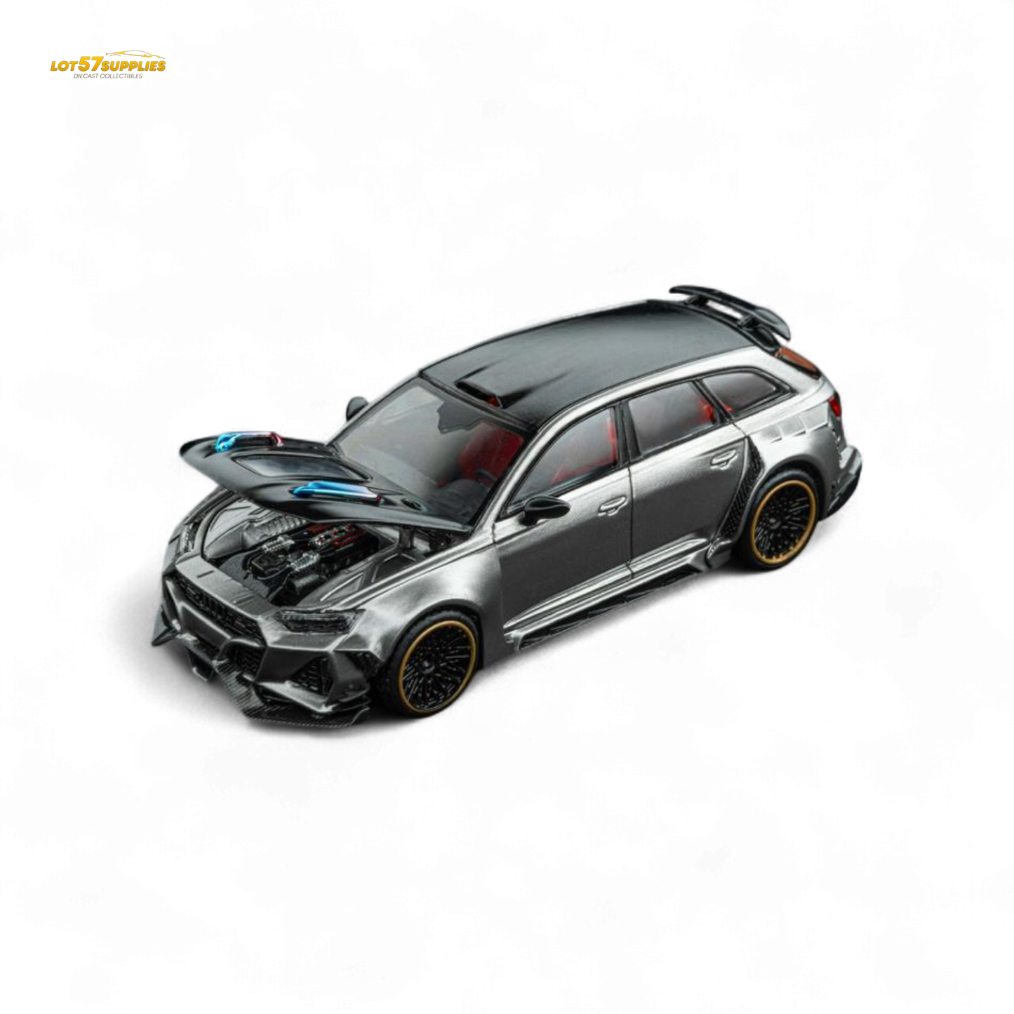 DCM Modified Audi RS6 Wagon Silver/Gray With Ferrari Engine & Openable Hood 1:64