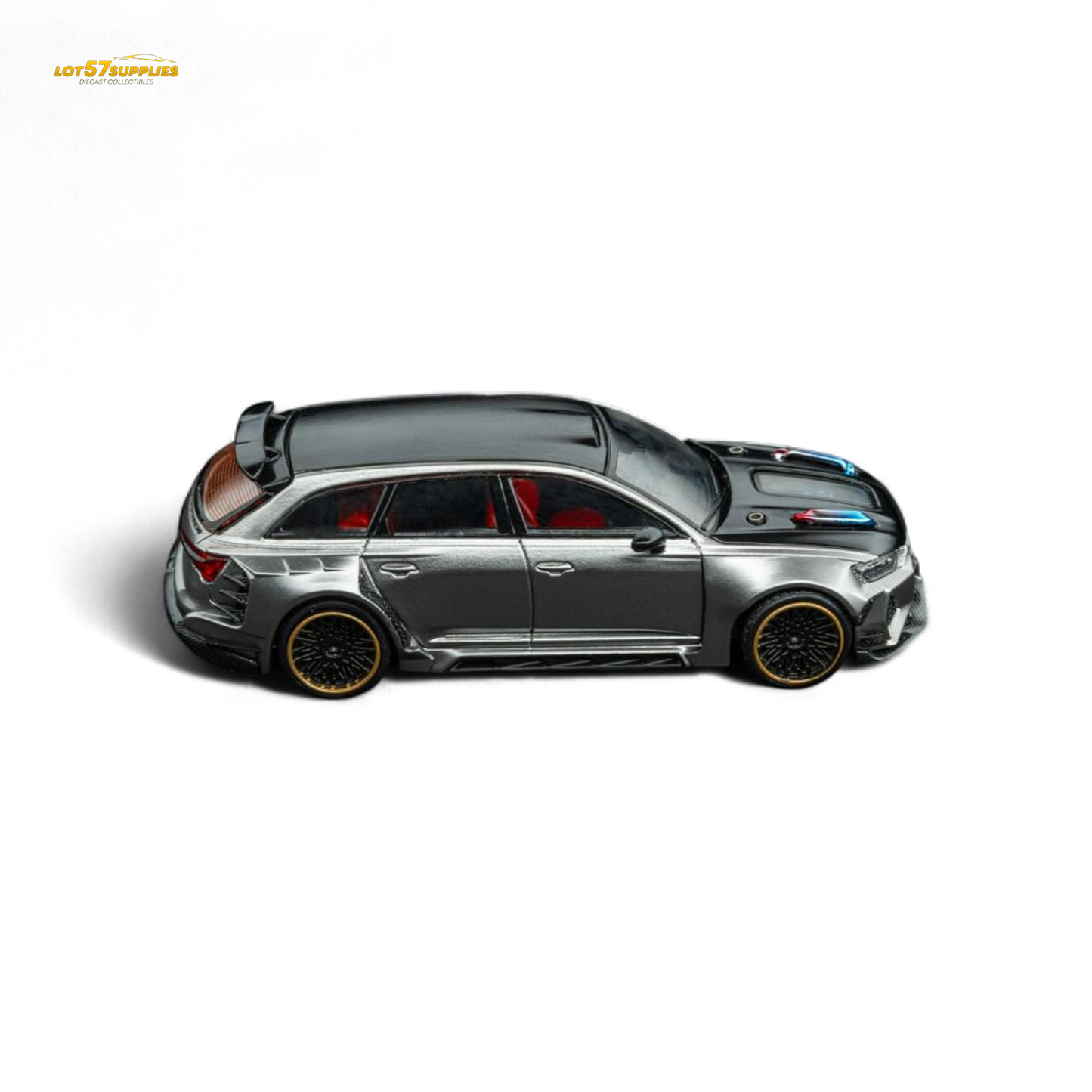 DCM Modified Audi RS6 Wagon Silver/Gray With Ferrari Engine & Openable Hood 1:64