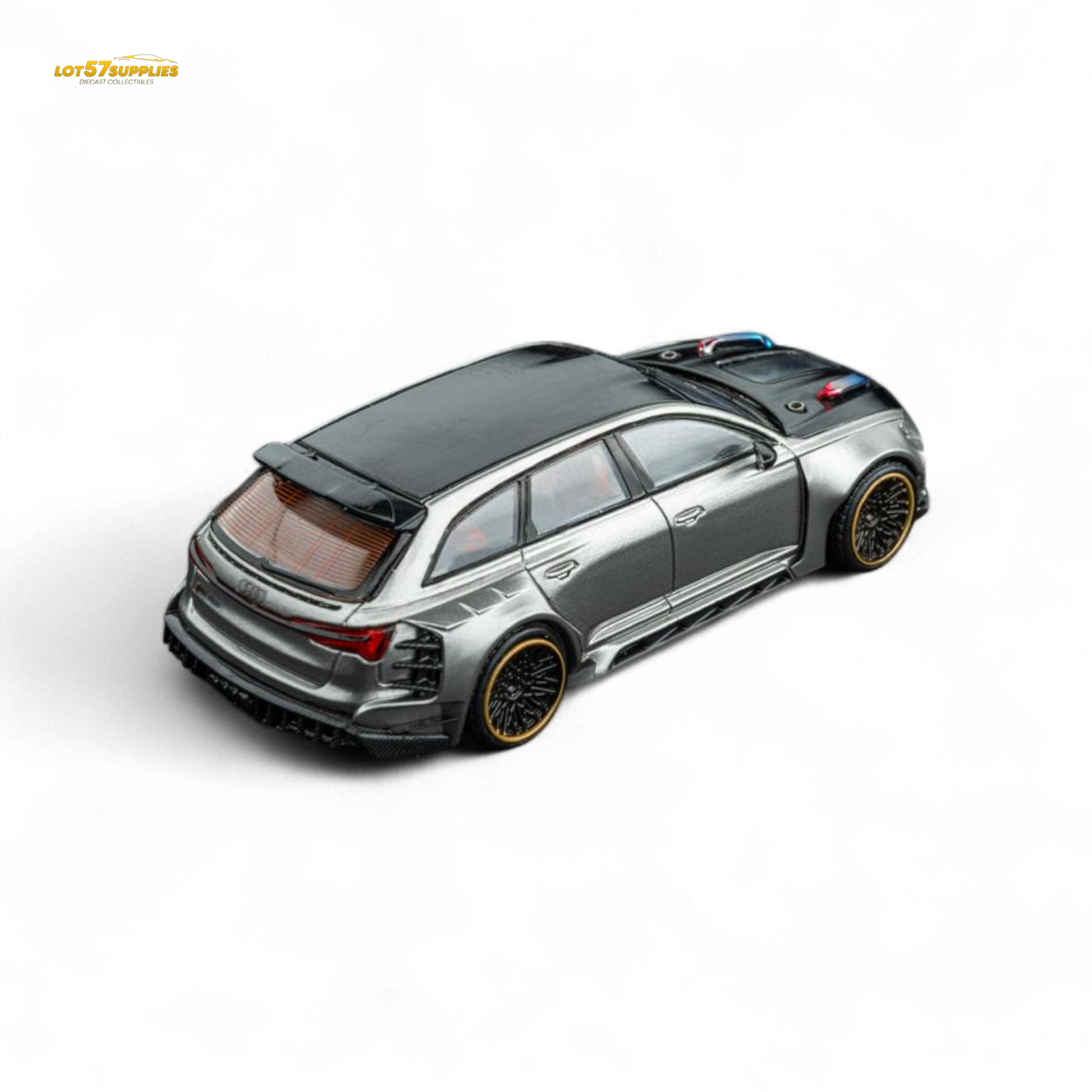 DCM Modified Audi RS6 Wagon Silver/Gray With Ferrari Engine & Openable Hood 1:64