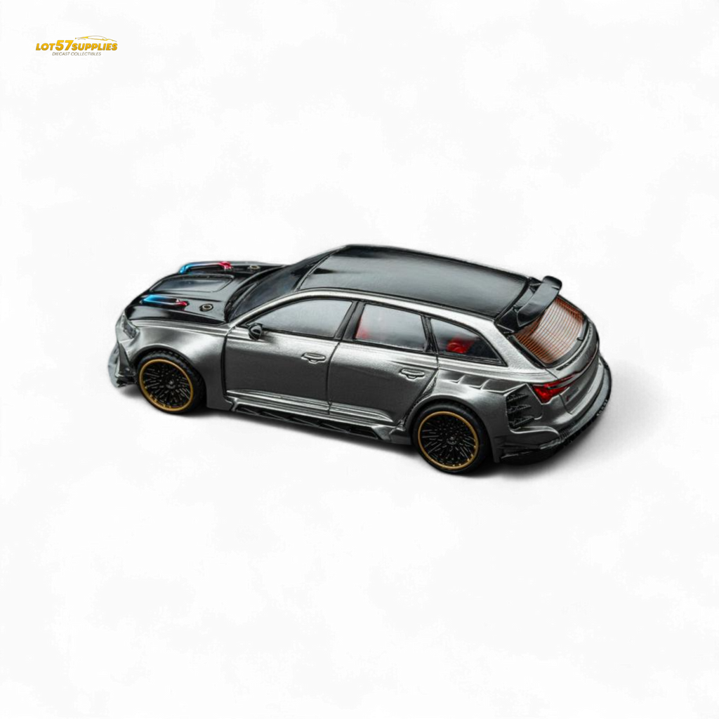 DCM Modified Audi RS6 Wagon Silver/Gray With Ferrari Engine & Openable Hood 1:64