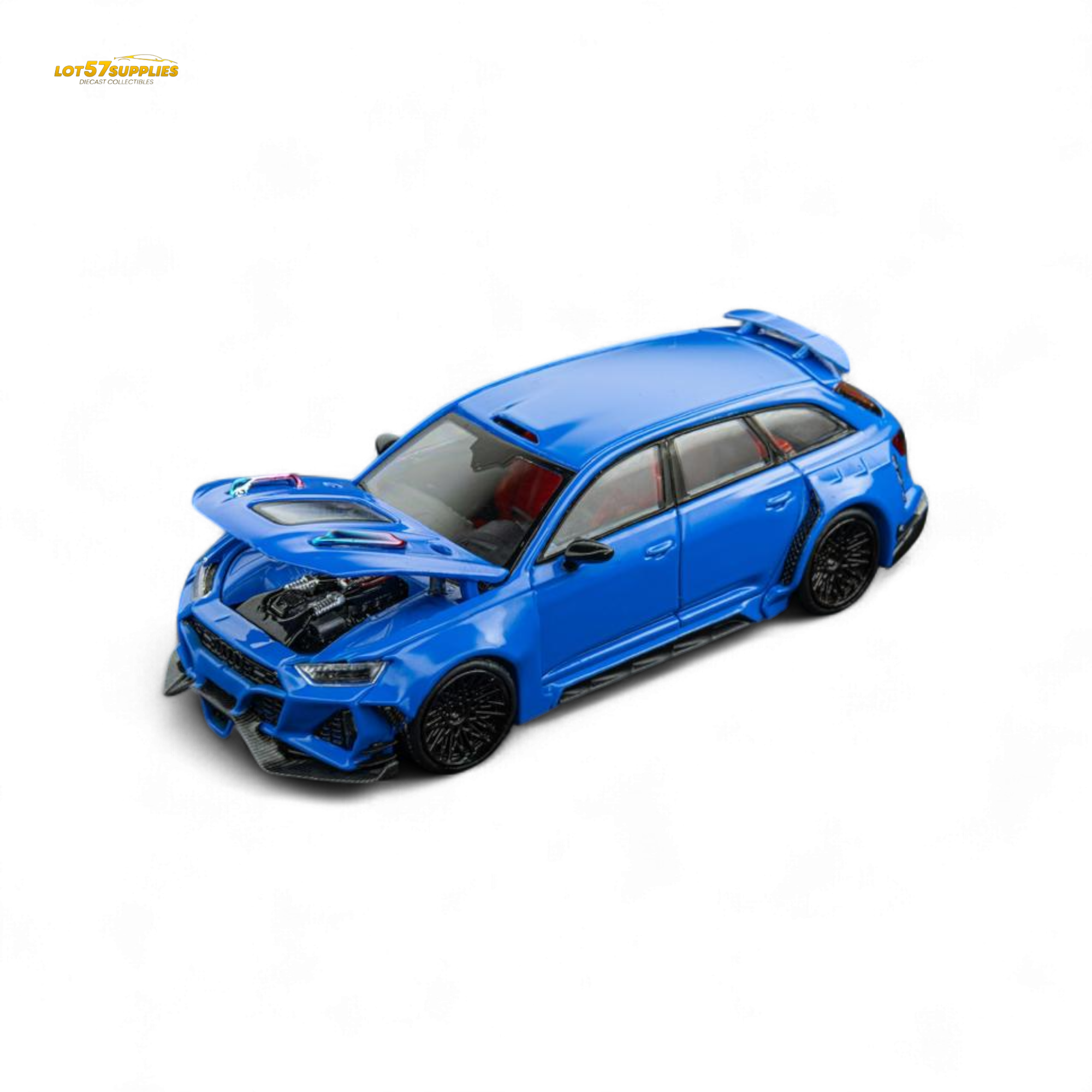 (Pre-Order) DCM Modified Audi RS6 Wagon Blue - Engine & Openable Hood 1:64 - Collectors World Toys