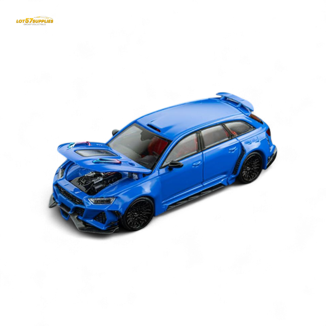 (Pre-Order) DCM Modified Audi RS6 Wagon Blue - Engine & Openable Hood 1:64 - Collectors World Toys Hover Image