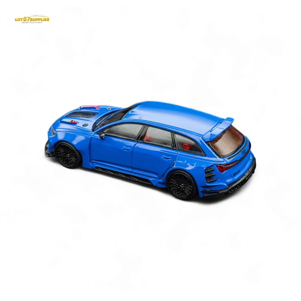 (Pre-Order) DCM Modified Audi RS6 Wagon Blue - Engine & Openable Hood 1:64 - Collectors World Toys