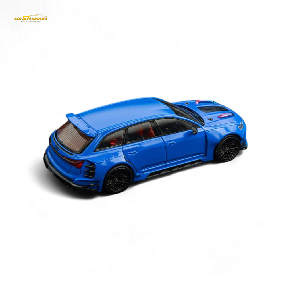 (Pre-Order) DCM Modified Audi RS6 Wagon Blue - Engine & Openable Hood 1:64 - Collectors World Toys