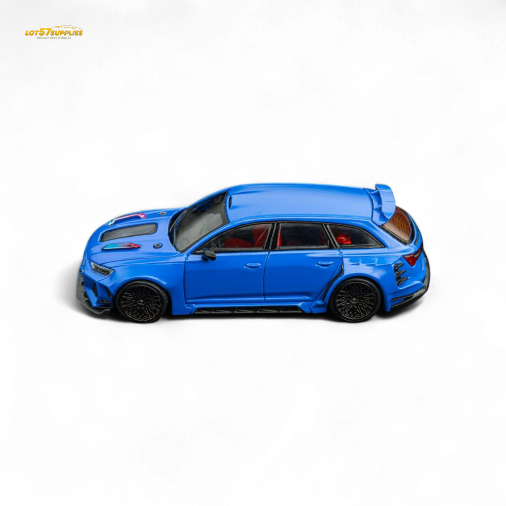 (Pre-Order) DCM Modified Audi RS6 Wagon Blue - Engine & Openable Hood 1:64 - Collectors World Toys