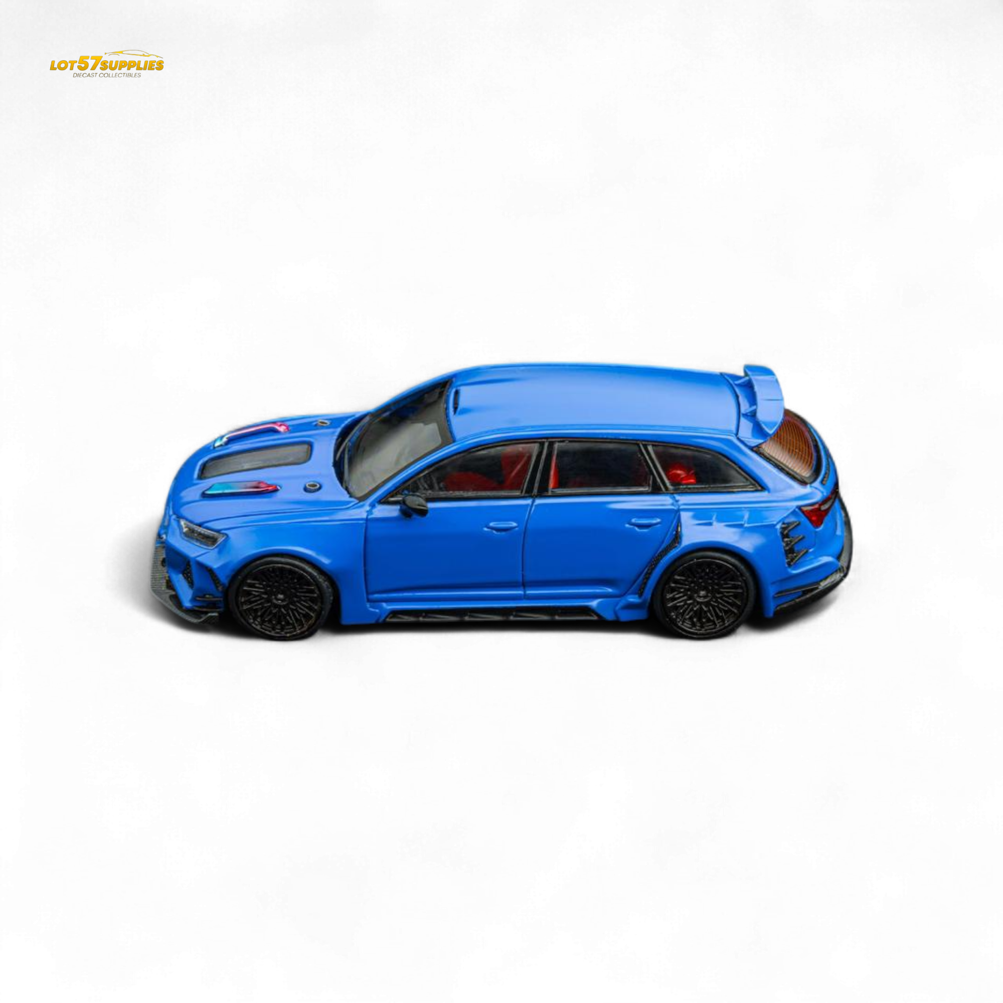 (Pre-Order) DCM Modified Audi RS6 Wagon Blue - Engine & Openable Hood 1:64 - Collectors World Toys
