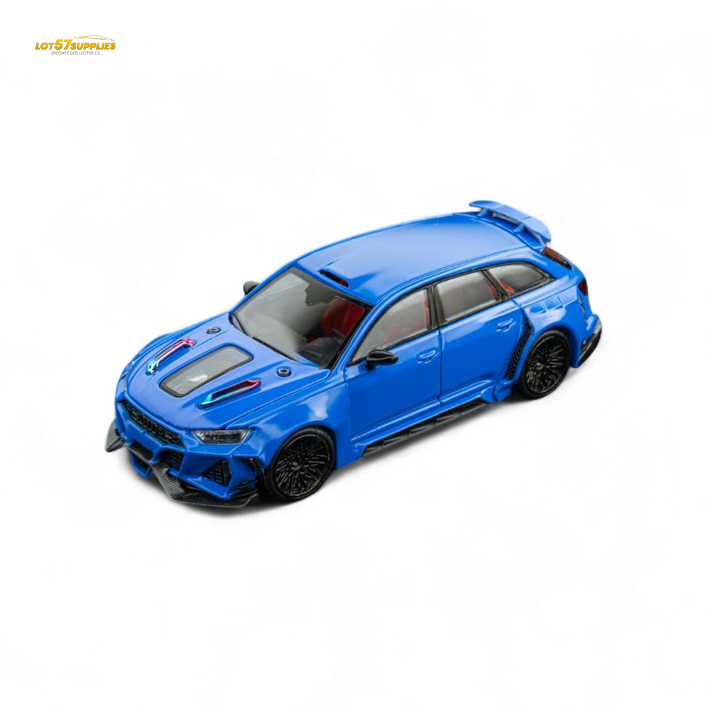(Pre-Order) DCM Modified Audi RS6 Wagon Blue - Engine & Openable Hood 1:64 - Collectors World Toys