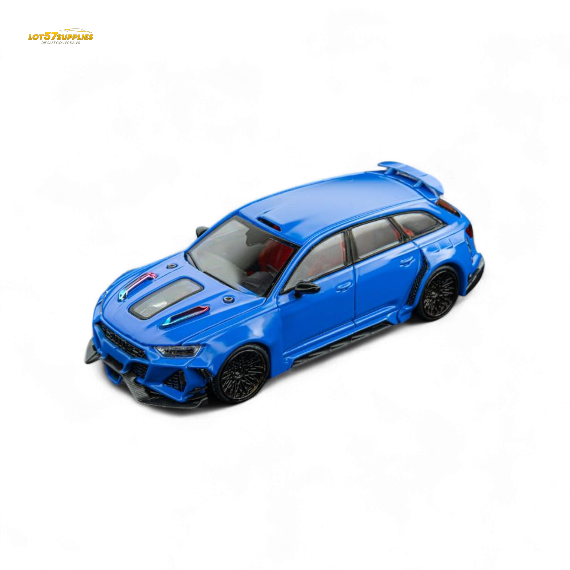 (Pre-Order) DCM Modified Audi RS6 Wagon Blue - Engine & Openable Hood 1:64 - Collectors World Toys