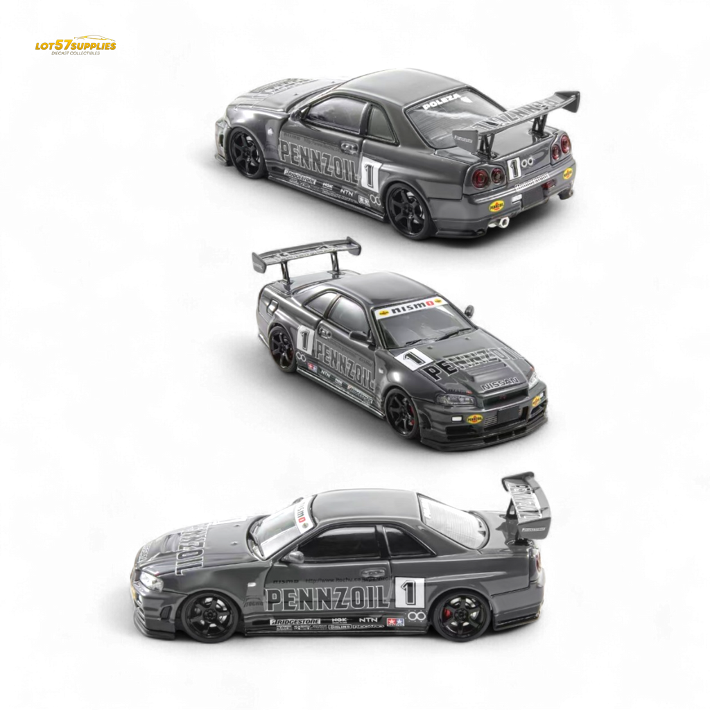Fast Speed FS 1:64 Skyline GT-R R34 Nismo Z-Tune Pennzoil #1 – Grey (Foshan AIT Exhibition Edition) - Collectors World Toys