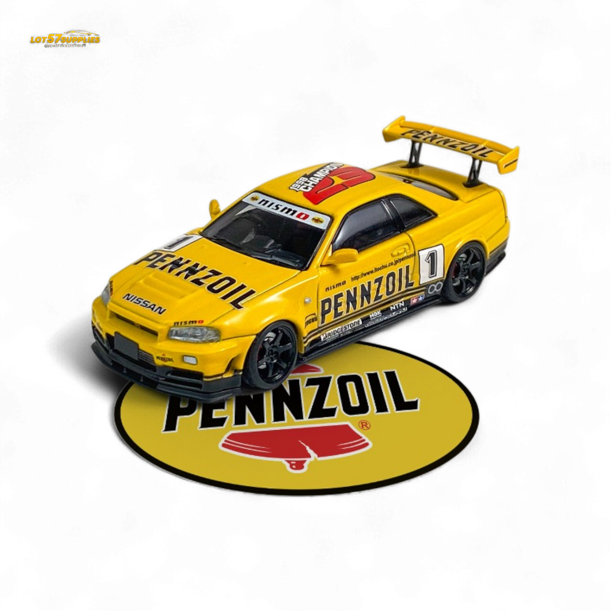 Fast Speed FS 1:64 Skyline GT-R R34 Nismo Z-Tune Pennzoil #1 – Yellow - Collectors World Toys