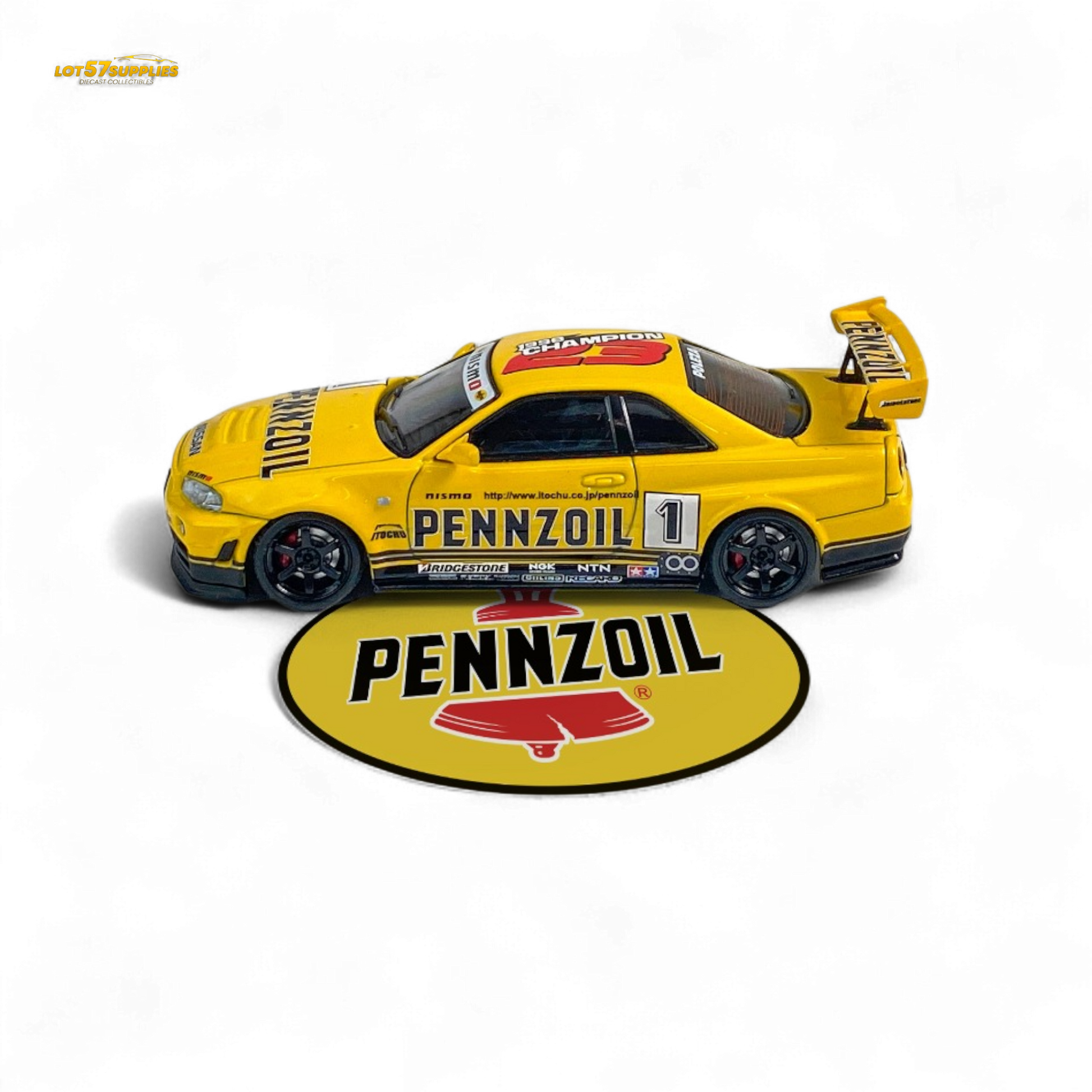 Fast Speed FS 1:64 Skyline GT-R R34 Nismo Z-Tune Pennzoil #1 – Yellow - Collectors World Toys
