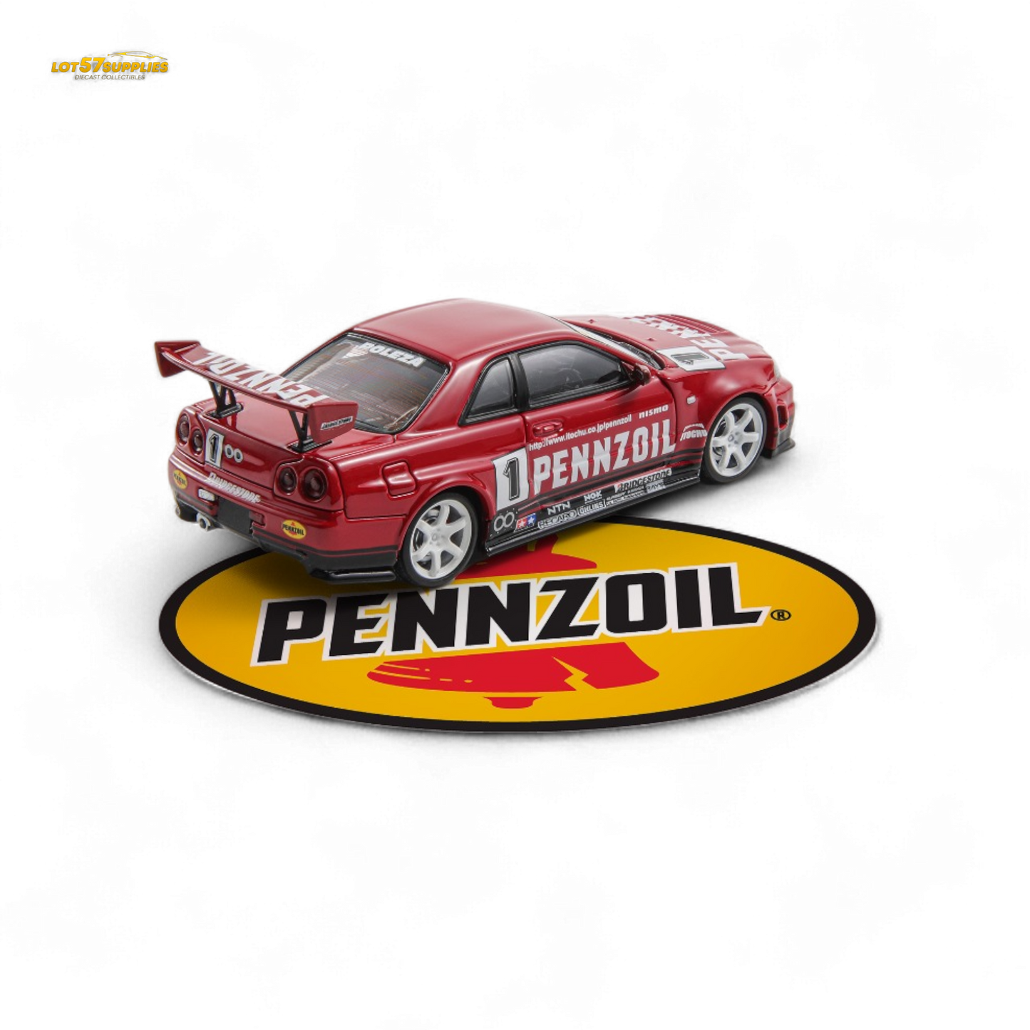 Fast Speed FS 1:64 Skyline GT-R R34 Nismo Z-Tune Pennzoil #1 – Red (Foshan AIT Exhibition Edition) - Collectors World Toys