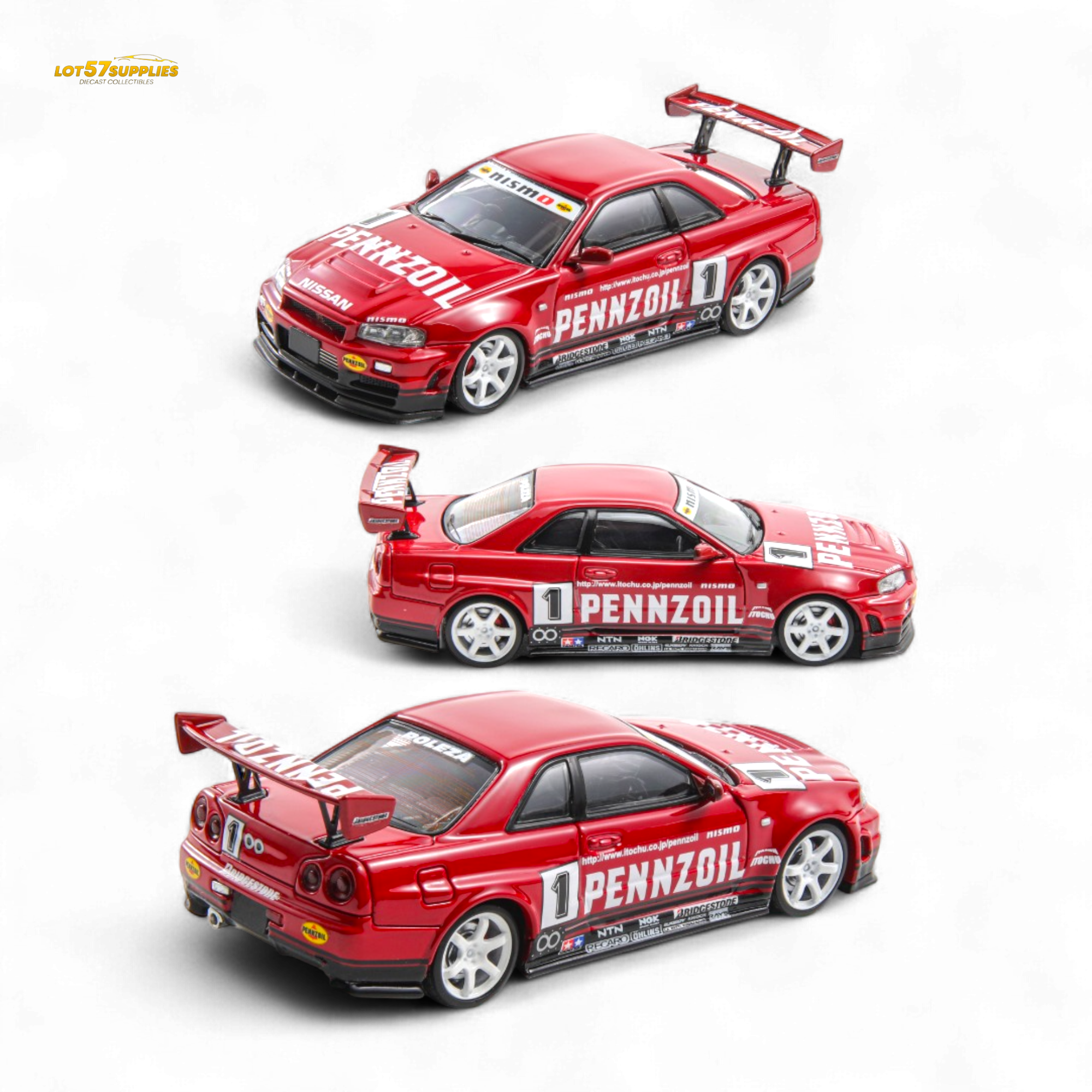 Fast Speed FS 1:64 Skyline GT-R R34 Nismo Z-Tune Pennzoil #1 – Red (Foshan AIT Exhibition Edition) - Collectors World Toys Main image