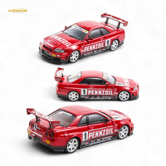 Fast Speed FS 1:64 Skyline GT-R R34 Nismo Z-Tune Pennzoil #1 – Red (Foshan AIT Exhibition Edition) - Collectors World Toys Hover Image