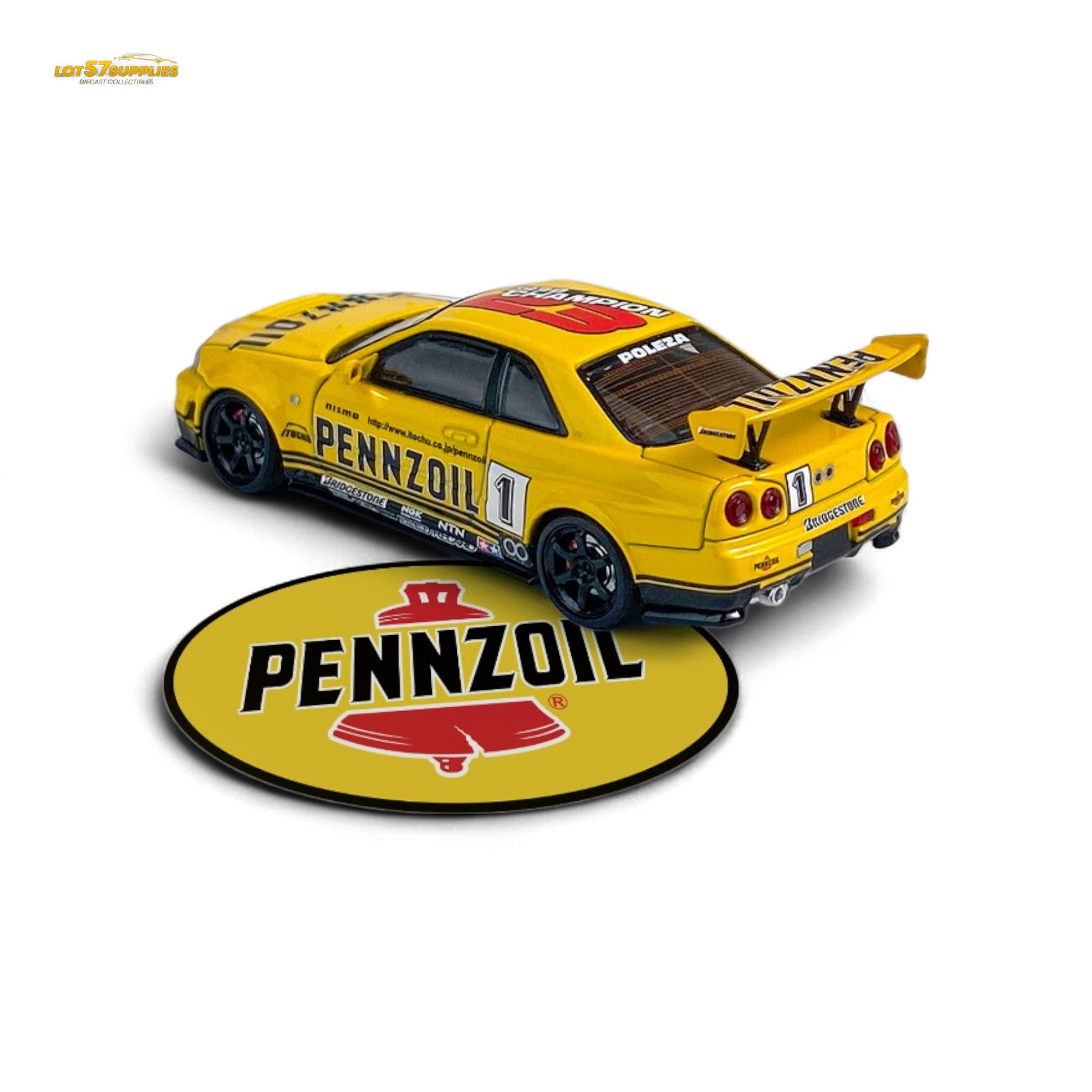 Fast Speed FS 1:64 Skyline GT-R R34 Nismo Z-Tune Pennzoil #1 – Yellow - Collectors World Toys