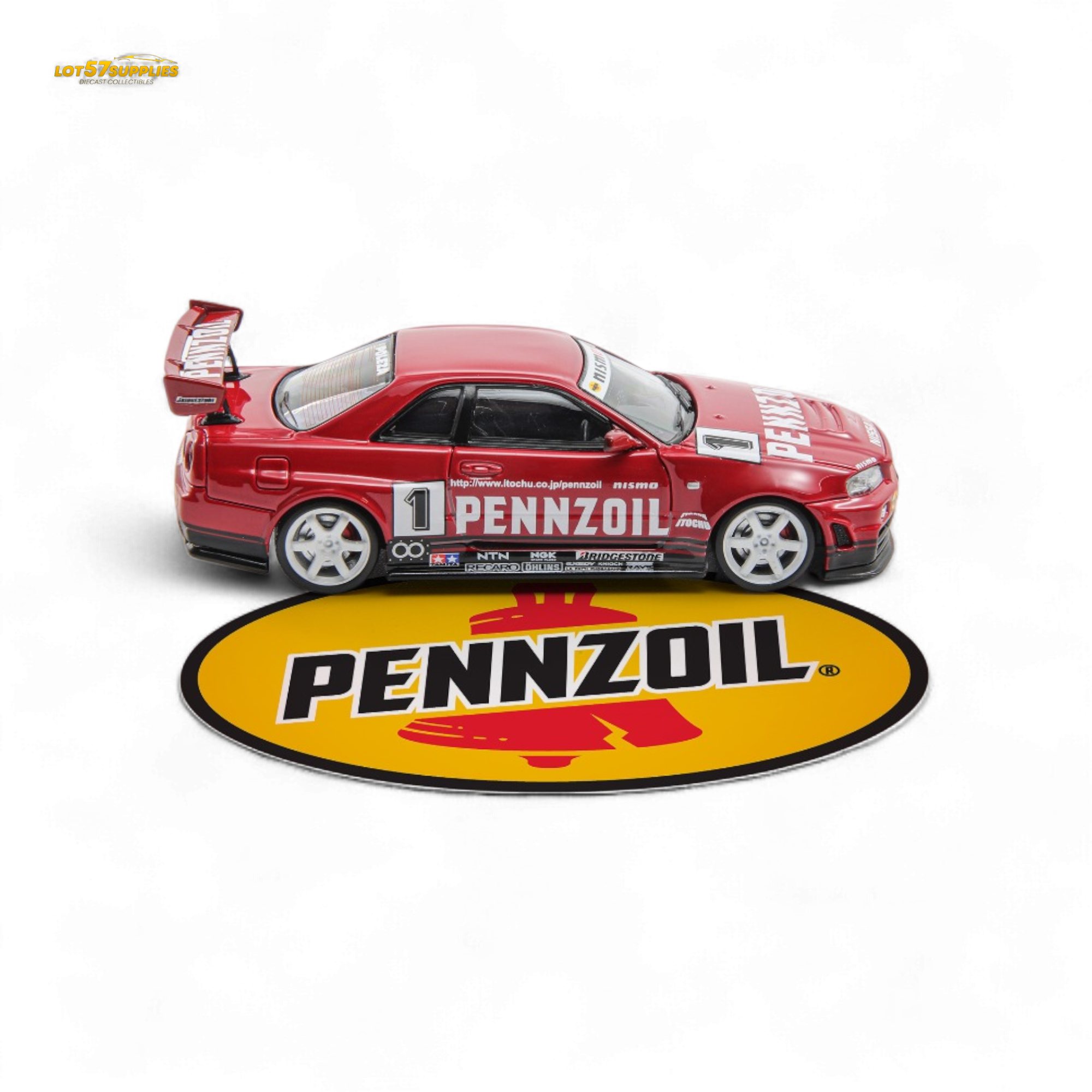 Fast Speed FS 1:64 Skyline GT-R R34 Nismo Z-Tune Pennzoil #1 – Red (Foshan AIT Exhibition Edition) - Collectors World Toys