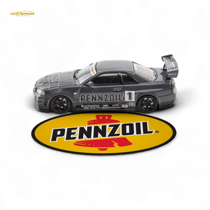 Fast Speed FS 1:64 Skyline GT-R R34 Nismo Z-Tune Pennzoil #1 – Grey (Foshan AIT Exhibition Edition) - Collectors World Toys
