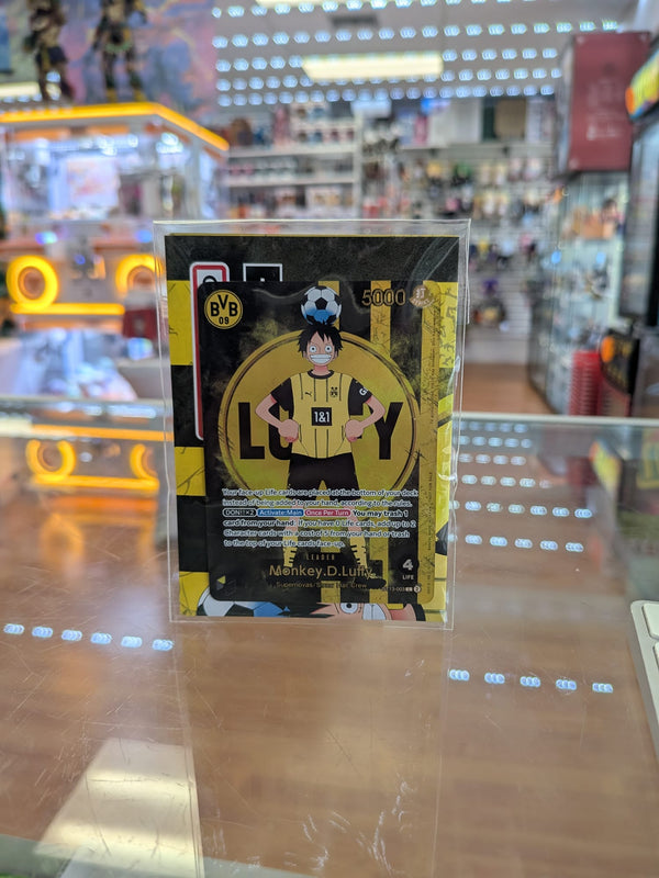Monkey.D.Luffy (BVB x One Piece Campaign) - One Piece TCG Promotion Cards (OP-PR) + Official Poster signed by 3 Players
